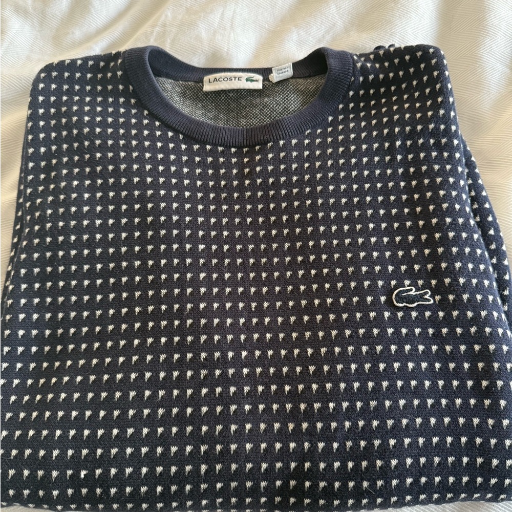 Lacoste Men's Patterned Navy Crewneck Sweater